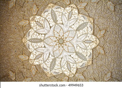 Ceiling Decoration of Sheikh Zayed Mosque. Abu Dhabi, United Arab Emirates