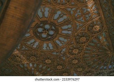 Ceiling Detail In Lello Bookshop In Porto, Portugal