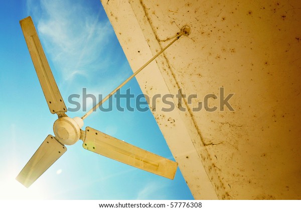 Ceiling Fan Against Blue Sky Heat Stock Photo Edit Now