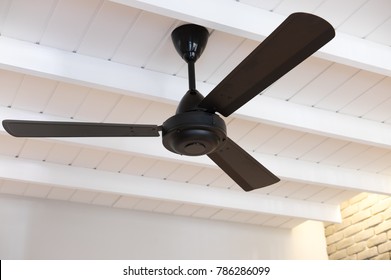 Ceiling fan in black and white tone for cooling ventilation - Shutterstock ID 786286099