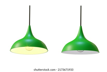 ceiling green lantern isolated on white background.