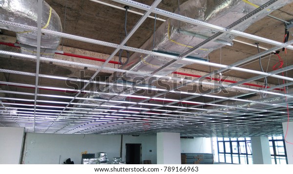 Ceiling Grid Work Luxury Buildingabove Soffit Stock Image
