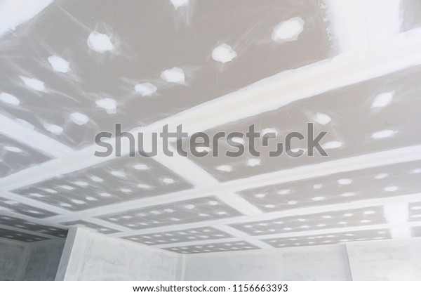 Ceiling Gypsum Board Installation Construction Site