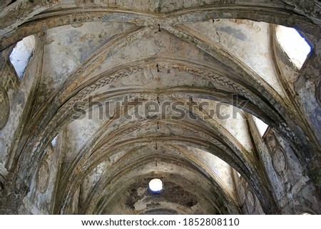Ceiling of the High Church, abandoned church in Kayakoy (Karmylassos) from 17th Century, Fethiye, Turkey
