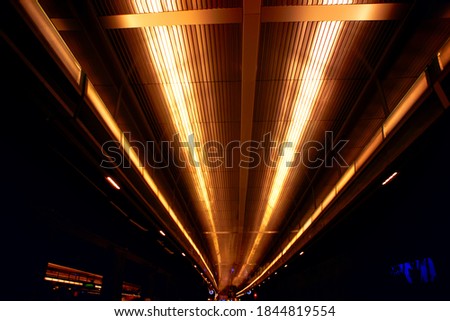 Ceiling Illumination inside train station . LloydsApotek Malmo Centralstation
