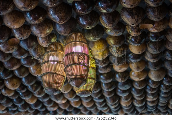 Ceiling Light Made Bamboo Like Fish Stock Photo Edit Now 725232346