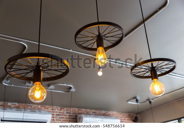 Ceiling Light Vintage Design Restaurant Coffee Stock Photo