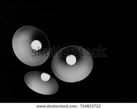 Ceiling lightlamp in the darkness , composition frame for halloween or nightmare concept , copy space for creative design