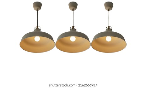Ceiling lights and black decorations separated from the white background.