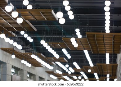 Ceiling Of A Modern Office Building, Light Bulbs