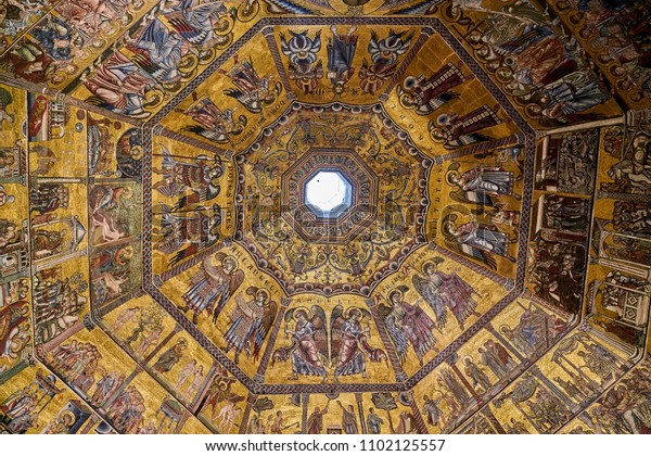 Ceiling Mosaic Baptistery Saint John Florence Stock Photo