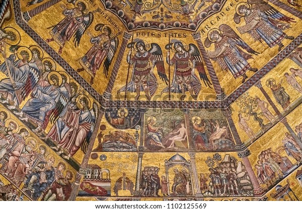 Ceiling Mosaic Baptistery Saint John Florence Stock Photo