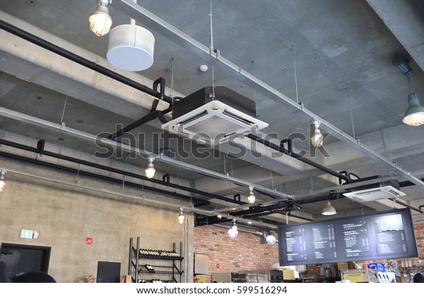 Ceiling Mounted Air Conditioner Cafe Stock Photo Edit Now