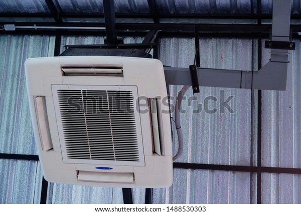 Ceiling Mounted Cassette Type Air Conditioner Stock Photo