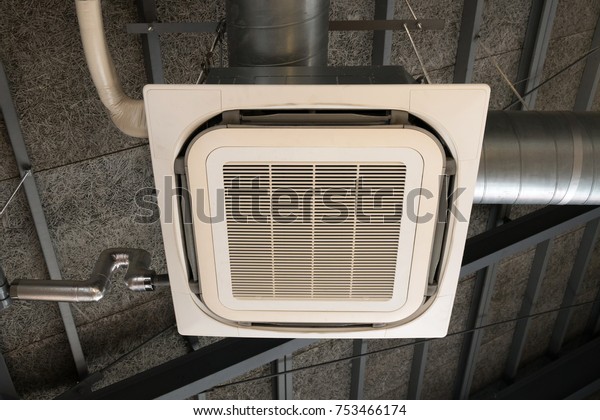 Ceiling Mounted Cassette Type Air Conditioner Stock Photo