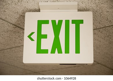 Ceiling Mounted Exit Sign Green Print Stock Photo 1064928 | Shutterstock