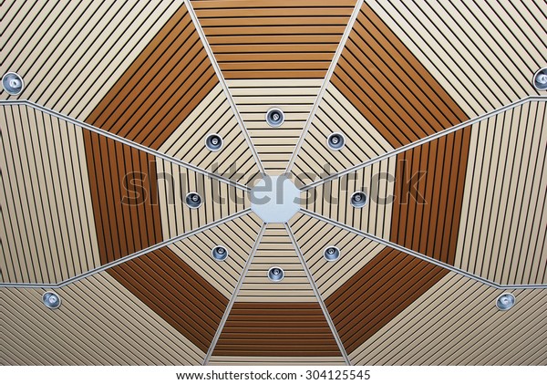 Ceiling Octagon Pattern Compact Fluorescent Lamps Stock Photo