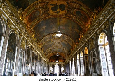 Ceiling Painting Inside Chateau Of Versailles, Paris, France