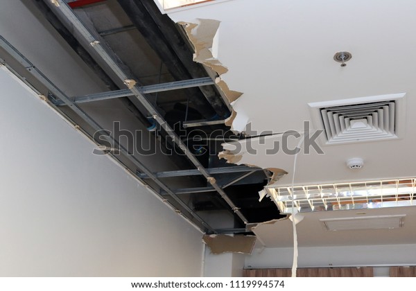 Ceiling Panels Damaged Hole Roof House Stock Photo Edit Now
