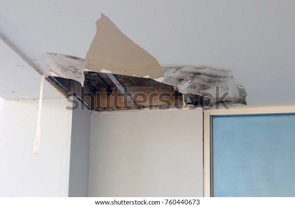 Ceiling Panels Damaged Hole Roof Office Stock Photo Edit Now