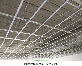 Construction Concept Construction Interior Ceiling Work Stock Photo ...