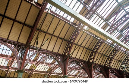 Ceiling of a train station.