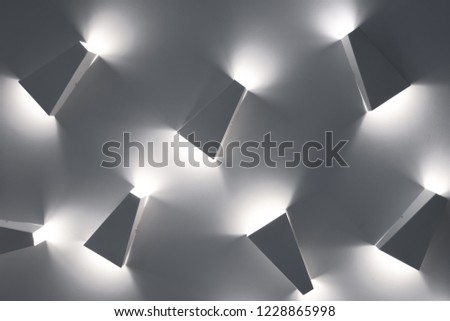 Ceiling, wall ilumination. Contemporary interior lightning design. Modern indoor lighting concept. Modern indoor style. Imagine de stoc © 
