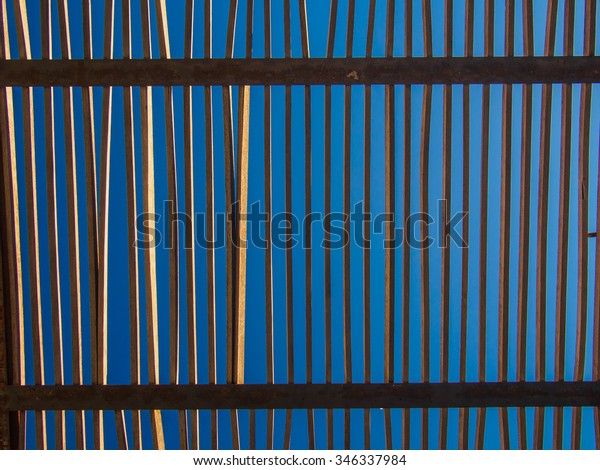 Ceiling Wooden Slats Park Stock Photo Edit Now 346337984