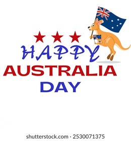 Celebrate Happy Australia Day on January 26 with this vibrant poster featuring the Australian flag and a kangaroo! Perfect for backgrounds or decor. #AustraliaDay #Kangaroo #AussiePride #January26 - Powered by Shutterstock