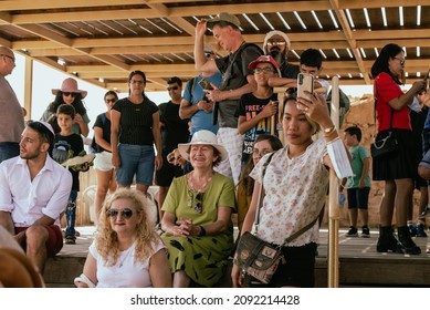 Celebrating Bar Mitzvah With Family And Friends On Mount Masada. Israel Fortress Masada 28 October 2021