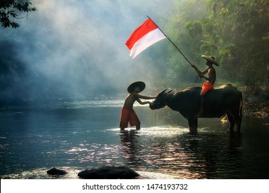 Celebrating Indonesia Independence day at the village in Bogor west java Indonesia. 04 08 2019