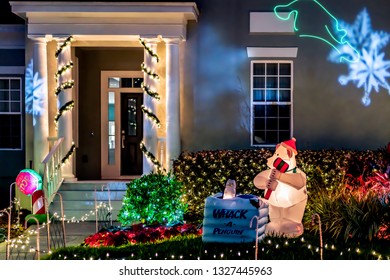 Christmas House Exterior Santa Stock Photos Images Photography