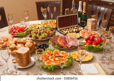 Celebratory Table Layout For A Small Family Feast.