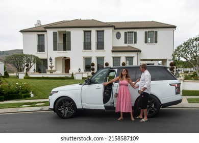 Celebrity CEO Manna Kadar With Jim Jordan  Arrives On Set At A Private Estate In Calabasas, CA On May 20, 2022