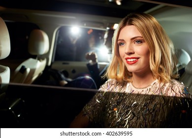 Celebrity couple arriving in limo, photographed by paparazzi - Powered by Shutterstock