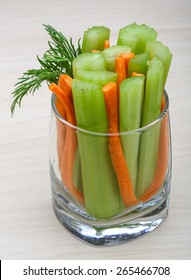 Celery And Carrot Sticks In The Glass