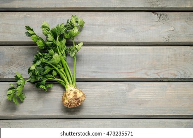 Celery Plant On Wooden Background