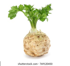 celery root with leaf isolated on white background. Celery isolated on white. Healthy food - Shutterstock ID 769120450