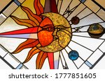Celestial Abstract Stained Glass Window Panel