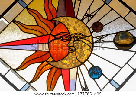 Celestial Abstract Stained Glass Window Panel