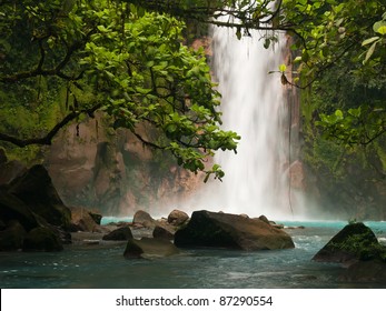 Celestial Blue Waterfall In Costa Rica