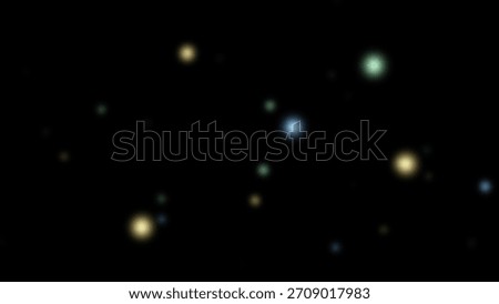 Celestial Dance Sparkling Bokeh Lights on Black Background.