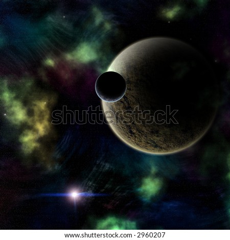 Celestial Planet Moon Orbiting Dust Gas Stock Photo Edit