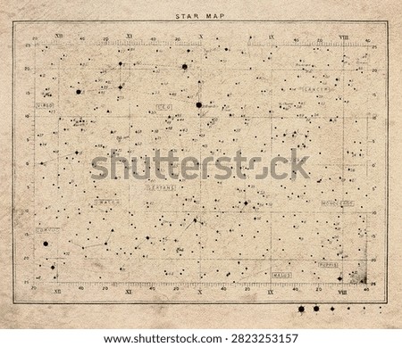 Celestial Star Chart of the Equatorial Sky, Vintage Astronomy