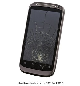 cell phone with a broken screen