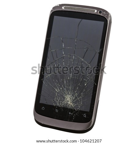 cell phone with a broken screen