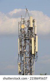 cell phone, mobile tower with summer sky background