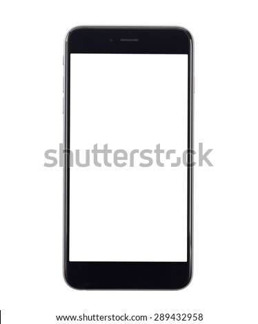 Cell phone on white background, isolated, close-up