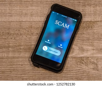 Cell Phone Showing Call From, Scam