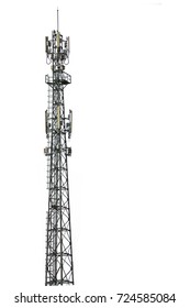 Cell Phone Tower Isolated White Background.